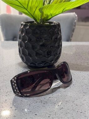 Black brown Sunglasses with Rhinestone Accents